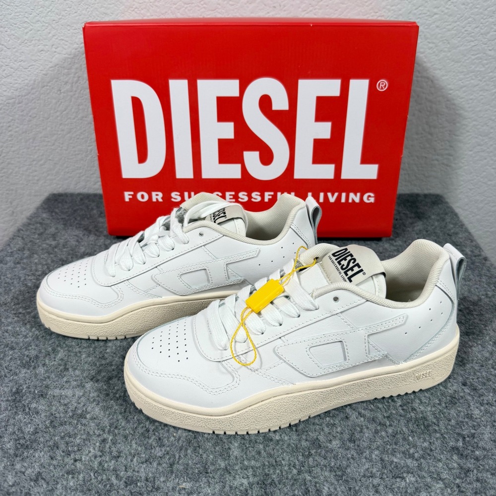 Diesel Ukiyo Low Sneakers Womens 38 7.5 White Leather Streetwear NWT